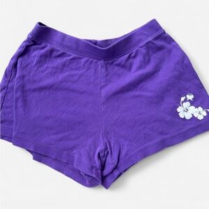 Vintage Y2K purple hibiscus flower lounge shorts